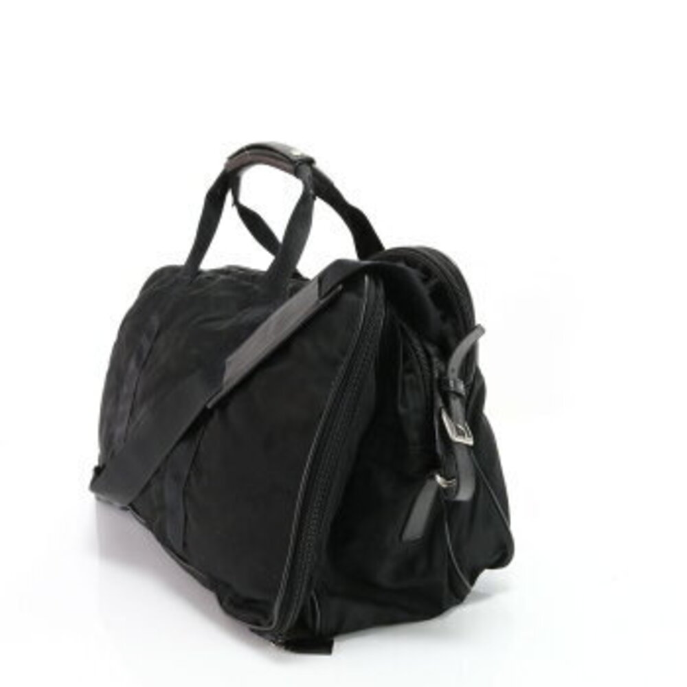 Prada business triangular trips EHM travel Boston shoulder Tessuto black